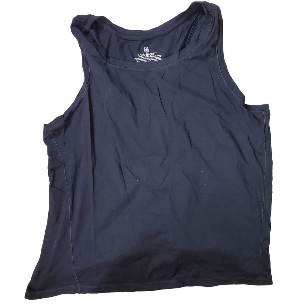 Soma Supima Cotton Modal Tank Top Soft Pleated Racerback Black sz 2X